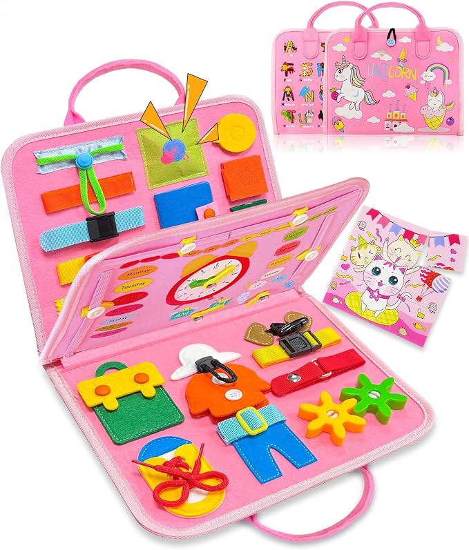 Busy Board Montessori Toys for Toddler Girl Birthday Gift Busy Book | Airplane Car Travel Toy, Learning Educational Toys, Activity Book, Toddler Activities, Sensory Toys, Fine Motor Skills