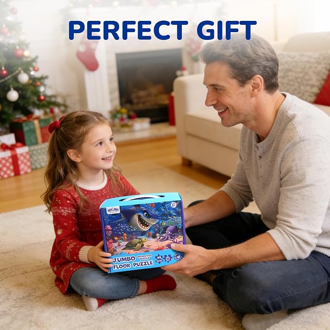 BenBen Floor Puzzles for Kids, 48 Pieces 2 x 3 Feet Ocean Puzzle Ages 3-5 | Extra-Thick Large Piece Jumbo Jigsaw Puzzle for Toddlers, Preschool Educational Toy with Storage Box for Girls Boy