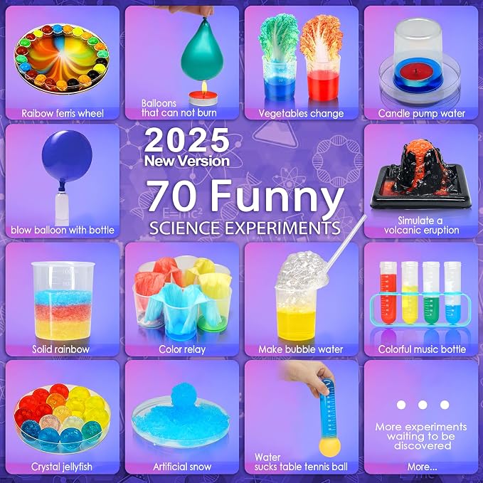 Kids Science Kit STEM Toys - Science Kits for Kids Age 6-8-12, 70 Science Lab Experiments Educational Games, 60+ PCS Science Toys, Christmas, Birthday Gift for 6-12 Year Old Boys Girls