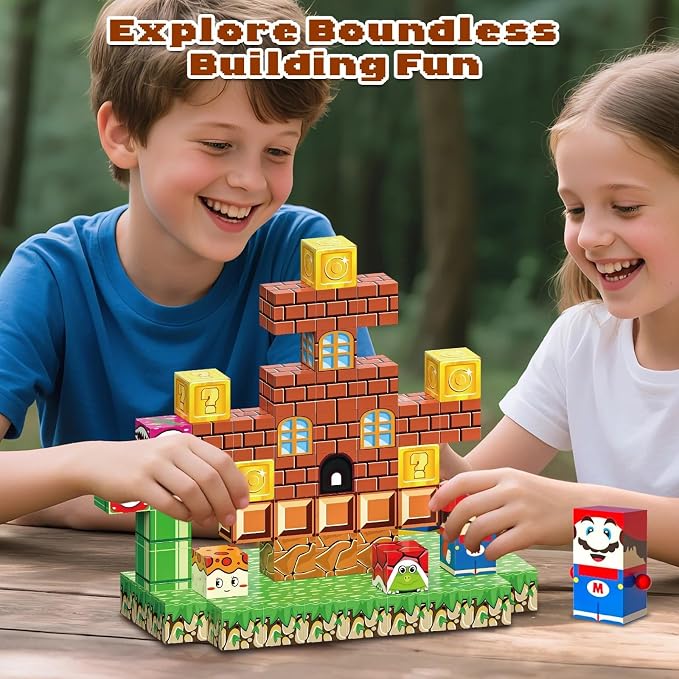 80PCS Magnetic Blocks Building Set for Boys & Girls, STEM Educational Construction Stacking Blocks
