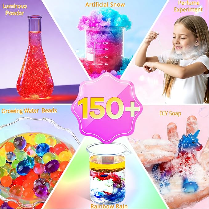Girls Science Kit for Kids 150+ Educational Projects with Chemistry | Science Experiments, Stem Toy Learning, Educational Projects, Chemistry , Crystal Growing, Volcano Science Kit for Kids 4t-8t