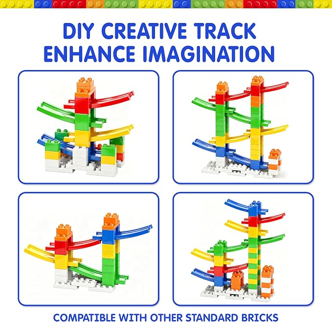 DIY Building Blocks Car Ramp Race Track Toy for Boys Ages 3+, STEM Gift | Build, Rebuild & Race! Creative Blocks with Multiple Models Inspire Open-Ended Play, Imagination and Hands-On STEM Learning