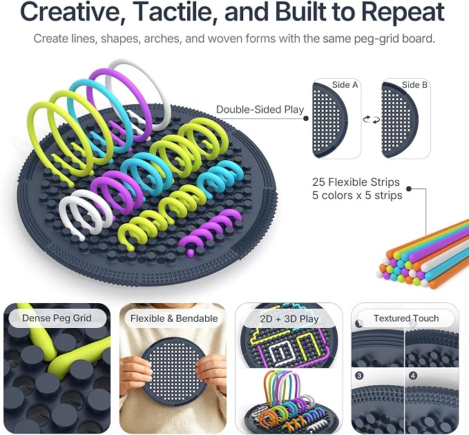Sensory Activity Board:Fidget Toy for Anxiety, ADHD Kids & Adults | sensory toys for Kids 3+ and Adults, with 25 pull strings and a portable bag for travel, classrooms and everyday play