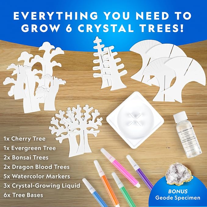 National Geographic Craft Kits for Kids - Crystal Growing Kit, Grow 6 Crystal Trees in Just 6 Hours, Educational Craft Kit with Art Supplies, Geode Specimen, STEM Arts & Crafts Kit (Amazon Exclusive) | Fast 6-Hour Growing Time, Art Supplies, Real Geode...