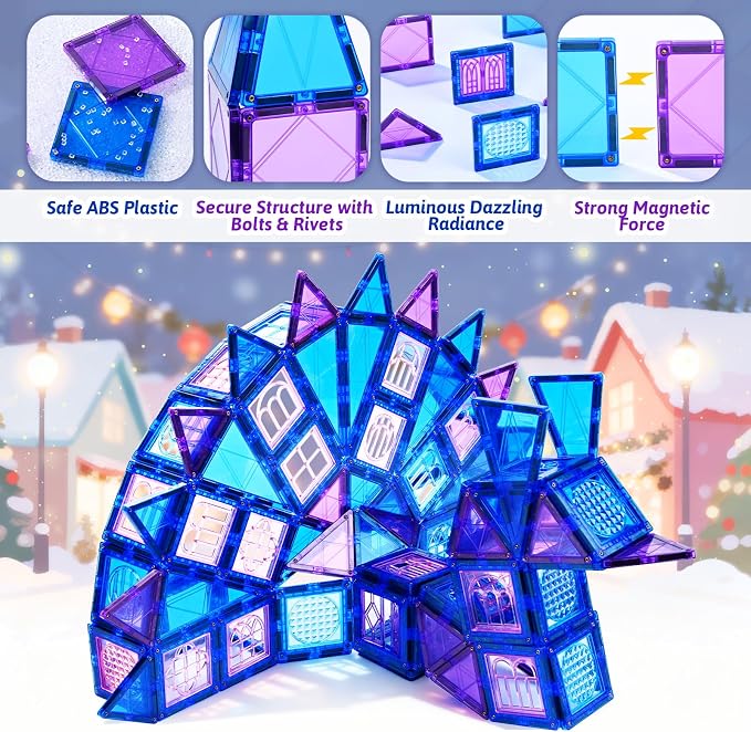 MAGBLOCK 102PCS Magnetic Tiles Building Blocks Set Strong Magnets | Kids Toys for Ages 3+ Girls & Boys, Perfect Gifts STEM Educational Sensory Toys for Preschool Learning