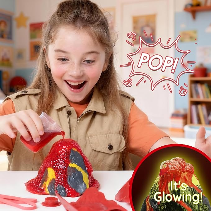 Volcano Science Kit, Kids Erupting STEM Experiment Set | Make a volcano erupt! Science experiment kit with non-toxic materials. Fun STEM project for kids, great educational gift.