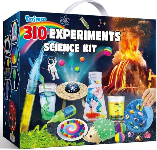 PATIFEED 310 Experiments Science Kit for Kids Chemistry Set S.T.E.M Toys | Volcano Eruption, Crystal Growing, Space Projects, Birthday Gift for Boys Girls