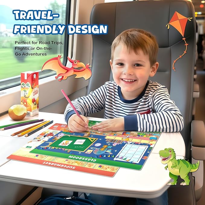 Search and Find Books for Kids Ages 3-5; Road Trip Activities for Ages 4-8, 24 Themes Activity Book with 2 Dry Erase Markers