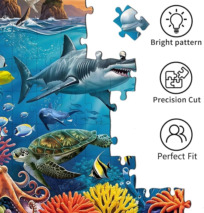 Puzzles for Kids Ages 6-8, 200 Piece Jigsaw Puzzles for Kids-Ocean World | 200 Piece Jigsaw Puzzles for Kids Ages 6-12 Year Old and Adults.Colorful Children Puzzles for Girls and Boys Educational Toys
