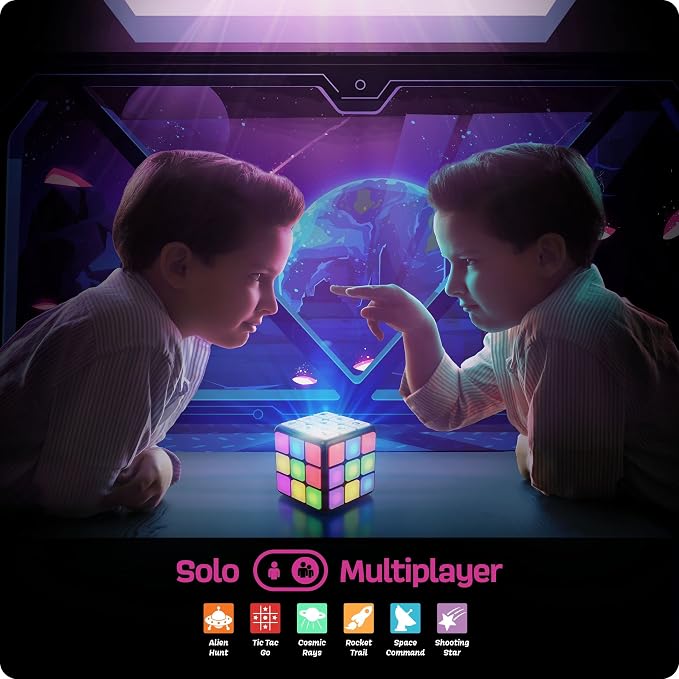 Rechargeable Game Activity Cube - Toys for Boys and Girls - 9 Fun Brain & Memory Games - Birthday Gifts for Age 6, 7, 8, 9, 10, 11, 12 Year Old Kids Teens - Best Boy Toy Gift Ideas