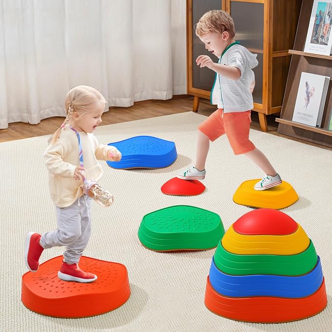 Fanboxk Stepping Stones for Kids,Non-Slip Toddler Sensory Toy | Sensory Balance Stepping Stones for Promoting Toddler Balance Coordination Skills,Up to 220 LBS for Indoors or Outdoors Play