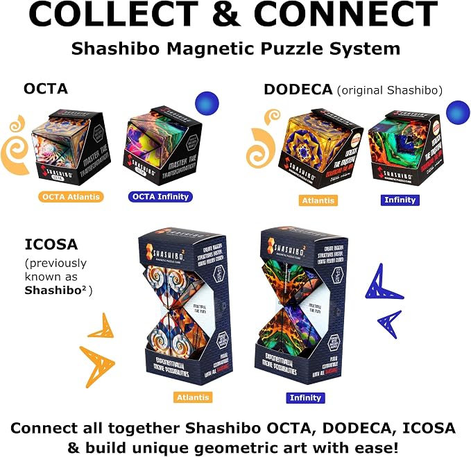 Shashibo DODECA Magnetic Puzzle Cube, Stress Relief Fidget Toy | 100+ Possible Shapes, Sensory Fidget Toy For Adults & Kids, Fun Shape Shifting Puzzle Box For All Ages