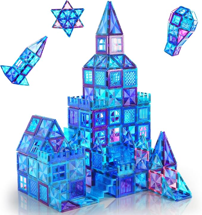 AFUNX Diamond Magnetic Tiles,116PCS Sturdy-Build STEM Toys for Kids | Endless Building Possibilities,Safe ABS and Smooth Edges,Educational Toys for Pretend Play,Gifts for Boys and Girls
