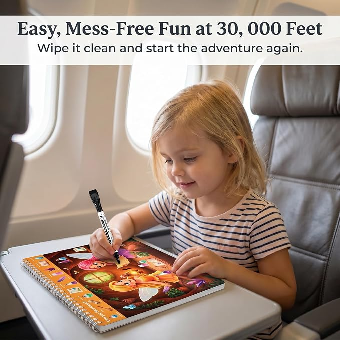 Fun Search and Find Books for Kids 3-5 - Cute Road Trip Game for Girls 4-8 | Magical Princess, Unicorn and Mermaid Scenes W Markers - Essential Travel Activity for Hours of Fun on Car Rides and Planes