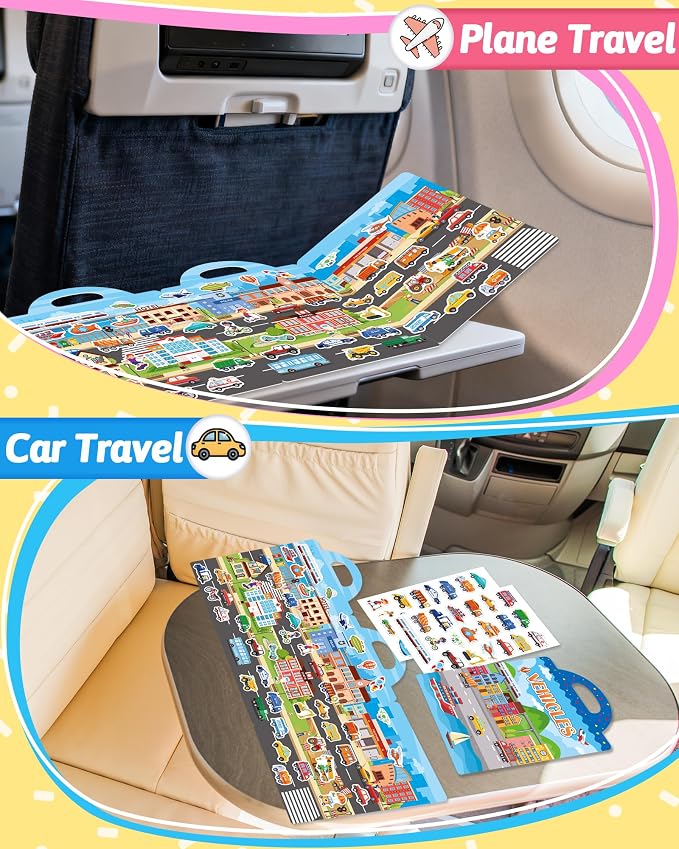 Benresive Reusable Sticker Book for Toddlers, Stickers for Kids, Travel Toy | Toddler Toys, Boys Girls Birthday Gifts, Airplane & Road Trip Essentials Kids, No Mess Waterproof Toddler Crafts Activities