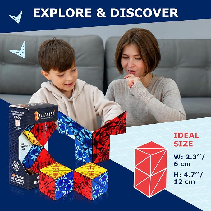 Shashibo ICOSA XL Magnetic Puzzle Toy, Stress Relief Fidget Toy | 200+ Possible Shapes, Sensory Fidget Toy For Adults & Kids, Fun Shape Shifting Puzzle Toy For All Ages