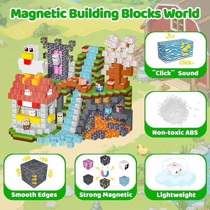 Magnetic Blocks, 150PCS Light Up Building Cube Toys Gifts for Kids | Magnetic Cubes, 0.8 inches Building Blocks, 1PCS Light Up Blocks, STEM Toys Christmas Birthday Gifts for Kids Boys Girls