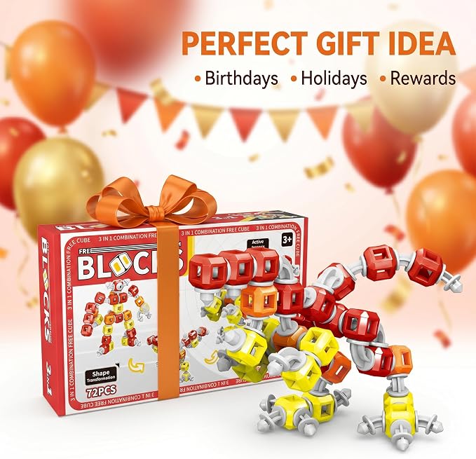 Creative 3-in-1 Insect Robot STEM Building Toys for Kids Ages 4-8 | 72 Pieces Blocks, Supports Repeated Disassembly & Free Building, Easy to Carry for On-the-Go Play, Gift-Ready Packaging