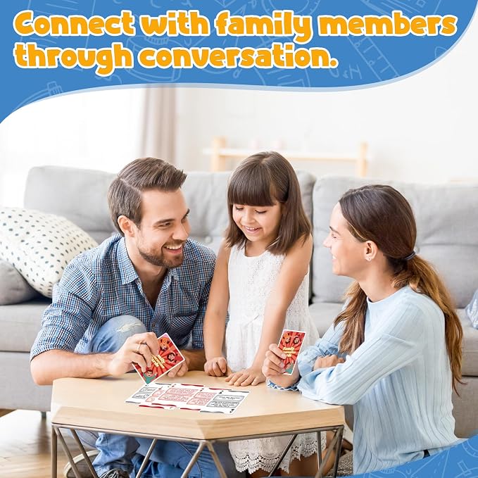 Kasfalci Family Conversation Cards, Conversation Starter Cards, Playing Question Card Games for Families, Family Board Games, Dinner Table & Road Travel Activities for Kids, Teens and Adults