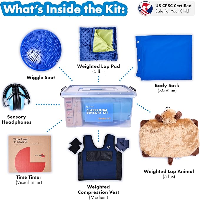 Classroom Sensory Kit for Kids - Ages 6 to 9 (Grade 1 to 3)