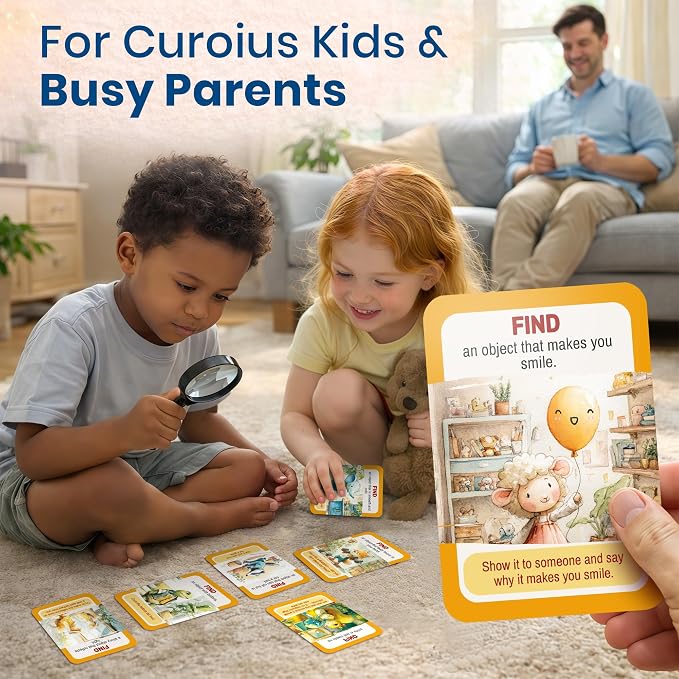 Scavenger Hunt Game for Kids Ages 4-8 and Family - Educational Card Game | Indoor Adventure Card Set with 100 Tasks for Rainy-Day Play, Home & Classroom Learning Activities