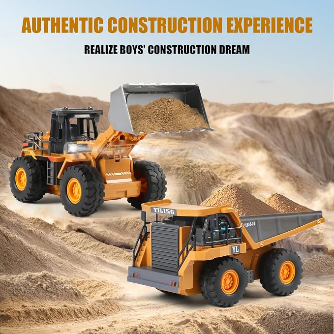 Dwi Dowellin Rc excavators,Remote Control Front Loader,Construction Vehicle for Boys Ages 3-12, Gift for Birthday Christmas