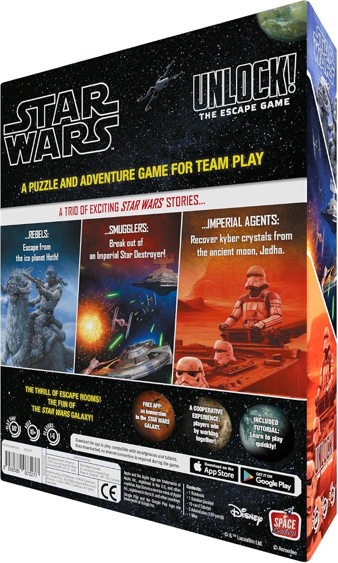 Asmodee Star Wars UNLOCK! The Escape Game - Embark on Epic Escape Room Adventures in a Galaxy Far, Far Away, Cooperative Game for Kids & Adults, Ages 10+, 1-6 Players, 1 Hour Playtime