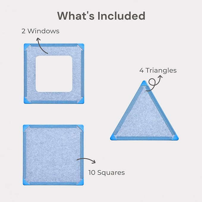 Superspace Giant Magnetic Fort Building Panels - The Little Set, Blue, 16 Panels, Life-Size Magnetic Tiles for Kids, Build Forts Castles Nooks, Eco-Felt STEM Toy Ages 3+, Indoor & Outdoor