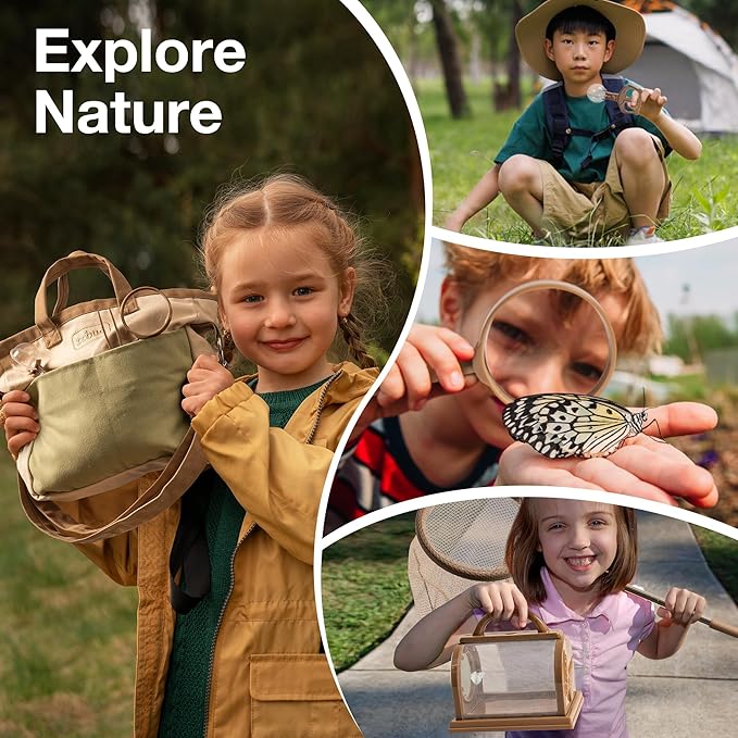 ROBUD Bug Catcher for Kids, Bug Catcher Kit with Bag Kit, Outdoor Exploration Set for Camping, Montessroi Toy for Kids Coming Closer to Nature，WRP07