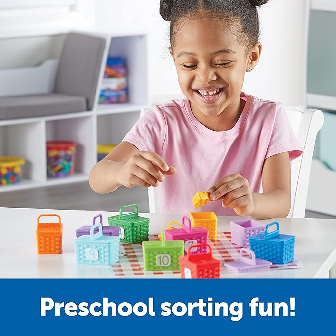Learning Resources Sorting Surprise Picnic Baskets - Preschool Activities, Play Food for Toddlers, Color Sorting, Number Counter, Fine Motor Games, Birthday Gifts for Boys and Girls