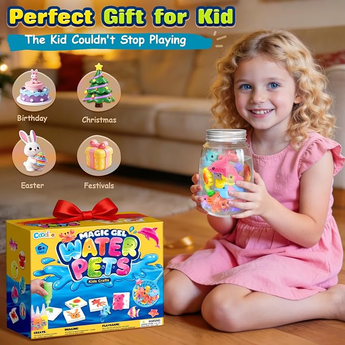 Magic Water Elf Craft Kits - DIY Squishy Maker Toys for Kids Ages 4-8 | Arts and Crafts for Kids, Gifts for Girls Boys, Make Squishies Toys Crafts Glowing in the Dark, Water Toys Birthday Gifts