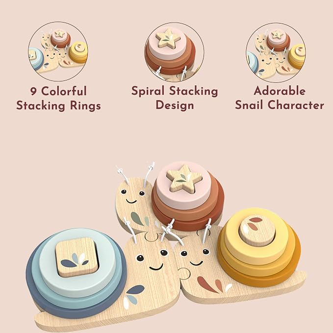Snail Educational Game for Toddlers 18m+ Ring Stacking Toy | snail design, sorting rings, ring stacker toy, sorting & stacking toys, preschool toys, counting color recognition, creative