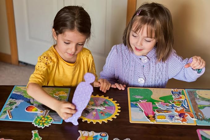 eeBoo Fairytale Spinner Game, Story Building Game, Ages 5+, 2-4 Players | Introduces storytelling & creative thinking. Includes spinner & thematic pieces to create your own story. 15 minute game play