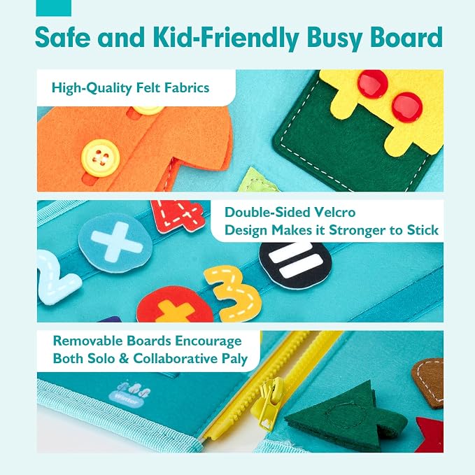 hahaland Busy Board for Toddlers Girls Montessori Toys for 3+ Year Old | Farm Animals Preschool Learning Activities Toddler Travel Toys for 3+