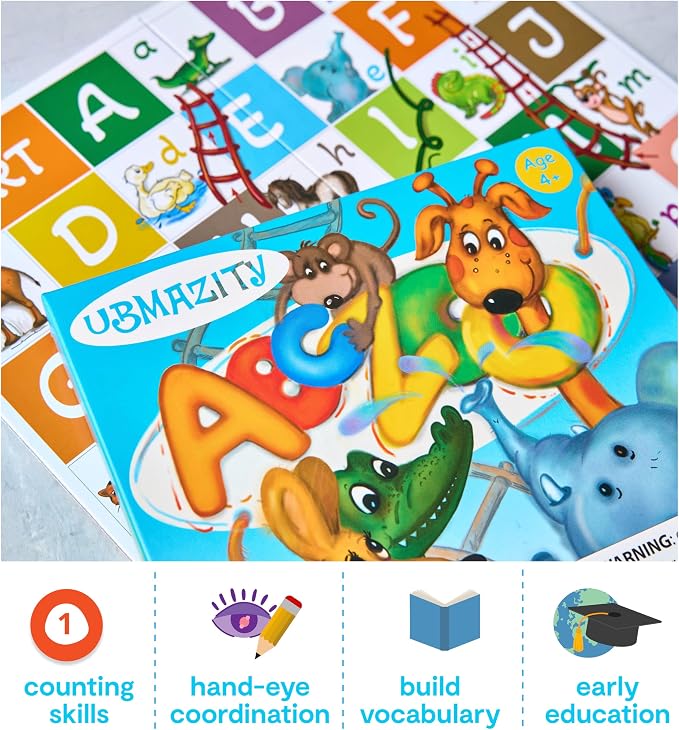 ABC Zoo Alphabet Board Game: Learn Letters & Words, Kids Ages 3-6 Gift | Letter Recognition, Vocabulary & Phonics Game, Preschool Toy, Family Game Night, Gift for a 4 Year Old Girl or Boy