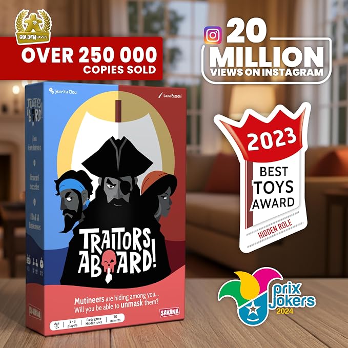 SAVANA Traitors Aboard - Award Winning Secret Identity Party Game - Fun, Bluffing and Betrayal | Easy to Learn, 15-Minute Round | Popular Games for 3-8 Players - Ages 10+