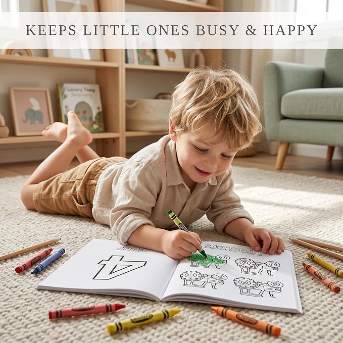 ZICOTO Fun Coloring Book for Kids - Set of 3 Cute Toddler Coloring Books | Educational Activity Water Color Pages with Simple Designs for Boys and Girls - Covers Alphabet, Numbers, Colors & Shapes
