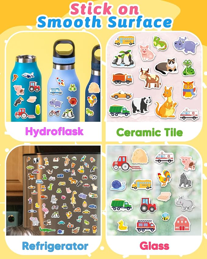 Benresive Reusable Sticker Book for Toddlers, Stickers for Kids, Travel Toy | Toddler Toys, Boys Girls Birthday Gifts, Airplane & Road Trip Essentials Kids, No Mess Waterproof Toddler Crafts Activities