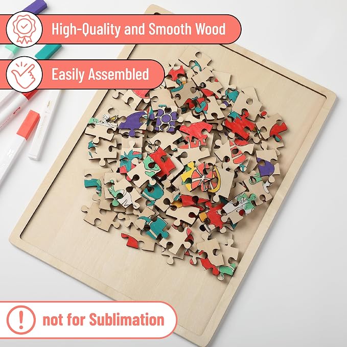 Mr. Pen- Blank Wooden Puzzle, 100 Pieces, 14.2" x 10.6" | Wooden Blank Puzzles to Draw on