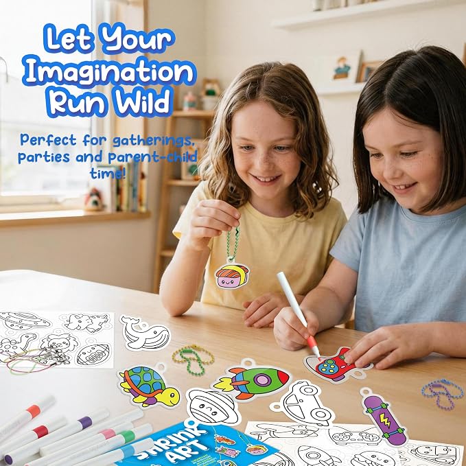 Piano Potato DIY Shrink Art Craft Kit for Kids Ages 6-12 - 30 Pre-Cut Charms & Keychains Making Kit, Mess-Free Creative Activity, Birthday Gift for Boys and Girls 6 7 8 9 10 Years Old
