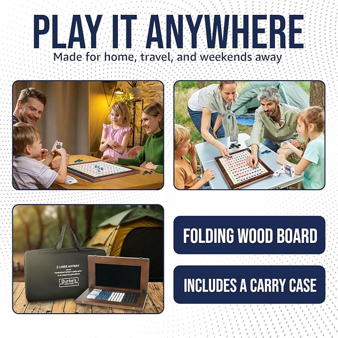 Two Lines Anyway Board Game – Strategy Game for Kids, Adults & Family, Ages 7+, 2-12 Player – Walnut Wooden Game, Handcrafted Heirloom