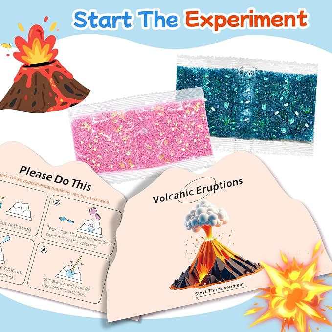 rifamee 24Pcs Volcano Eruption Science Kit Party Favor Experiments Gifts for 4-6 8-12 Age Boys and Girls Valentine's Day Christmas (Volcano 2, One Size)