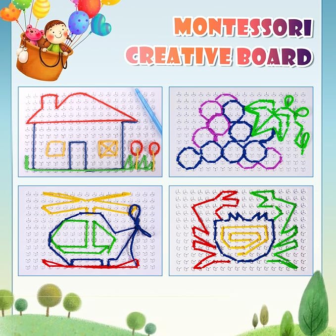 CHEROSIN Fine Motor Threading Boards for Kids - Pencil Grasp Fine Motor Toys Sensory Learning Boards for Preschooler, Calm Down Activity Therapy Toys Gifts for 3 4 5 6 Year Old Kids Boys Girls