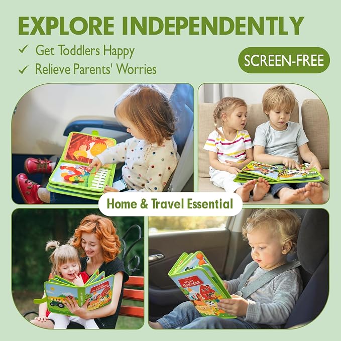 Busy Book for Toddlers, Interactive Busy Book - Educational Quiet Learning Toy for Developing Fine Motor Skills, Airplane and Car Travel Toy for Toddlers