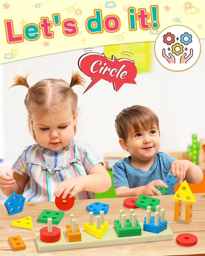 Zartores Montessori Toys for 1 2 Year Old Boys Girls Gifts, Toddler Toys | Wooden Shape Sorter Toy for Ages 2-4, Toddler Learning Toy, Wooden Puzzles, 1 2 3 Year Old Birthday Gift