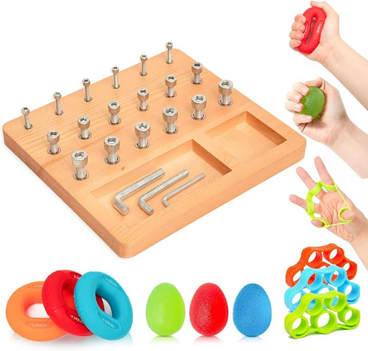 DICYWUDI Wooden Pegboard for Finger Dexterity, Finger Strength Trainer for Hand Grip Strengthener Targeted Strength, Relief & Recovery– for Men, Women, and Seniors