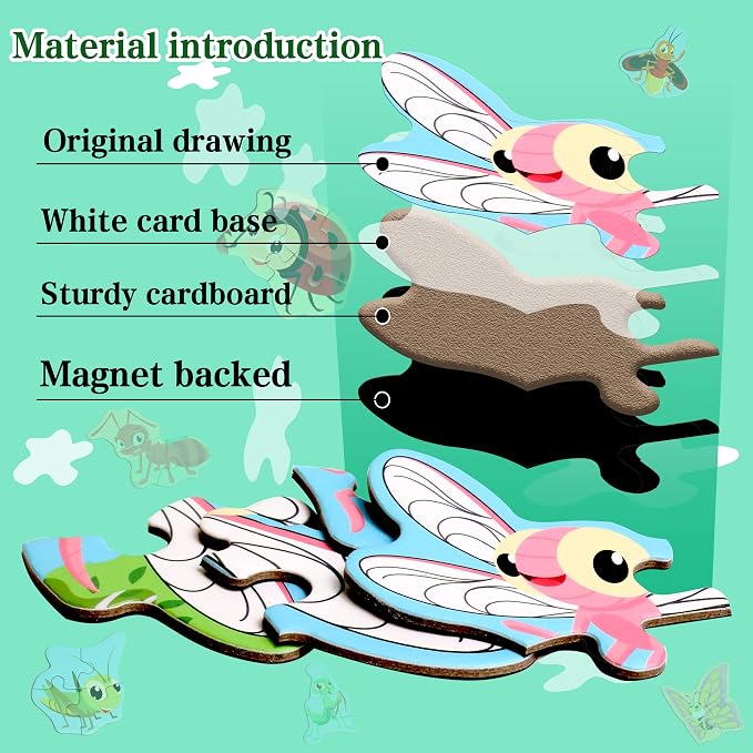 Magnetic Puzzles for Kids Ages 3-5, Travel Toddler Insect Puzzle Toy | Refrigerator Magnet Game for Ages 4-6, Learning & Birthday Gift for Boys, Car & Airplane Road Trip Quiet-Time Activity Toys