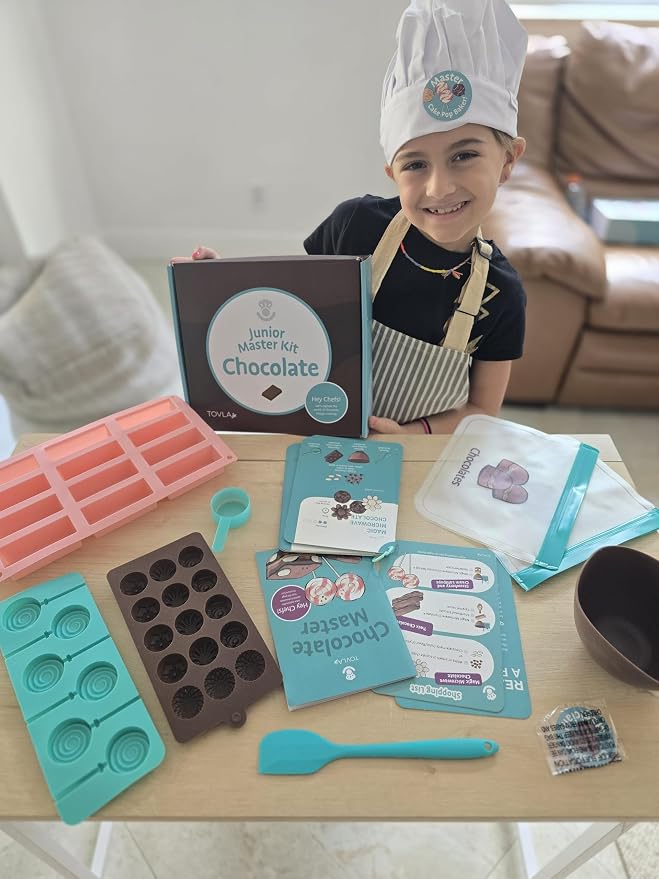 Kids Chocolate Making Kit | Real Reusable Candy Tools | Ages 6-12 | STEM DIY Activity | Chocolate Molds and Visual Recipe Cards | Screen Free Fun | Birthday Christmas Gift