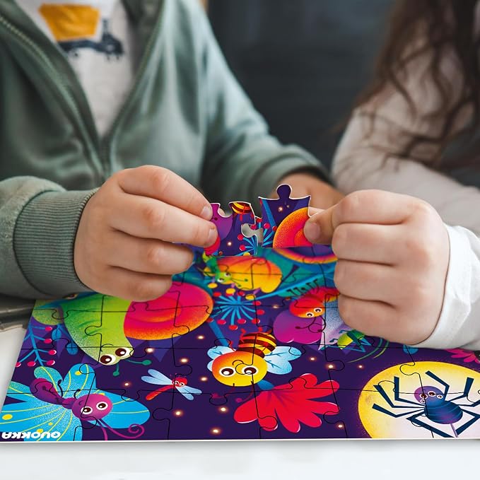 30 Pieces Puzzles for Kids Ages 3-5 – 4 Jigsaw Toddler Puzzles Ages 4-6 | Glow-in-The-Dark Dinosaur and Animals Learning - Educational Jigsaw Puzzle for Ages Kids 4-8 Years Old