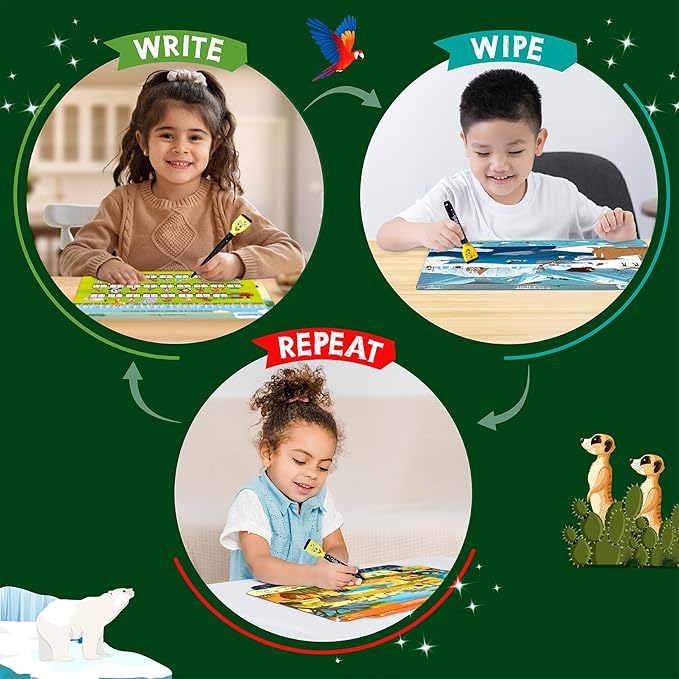 Skillmatics Search and Find Animals – Reusable Preschool Learning Activity | Write & Wipe Mats, Learning & Educational Toy for Toddlers & Kids, Back to School Supplies for Boys & Girls Ages 3, 4, 5